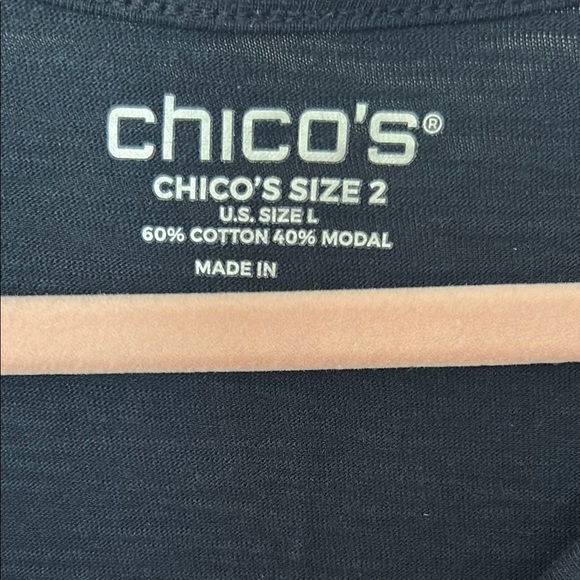 Chico's Navy Tunic with Purple Floral Design - Picture 2 of 8